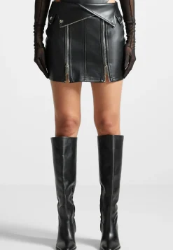 Vegan Leather Biker Mini Skirt