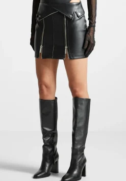 Vegan Leather Biker Mini Skirt