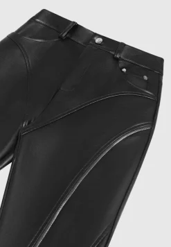 Vegan Leather Biker Trousers With Zip