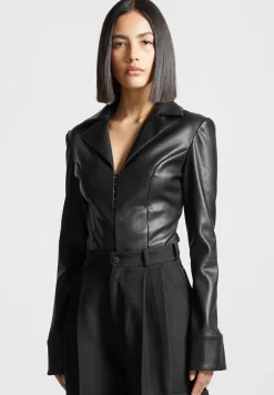 Vegan Leather Blazer Bodysuit