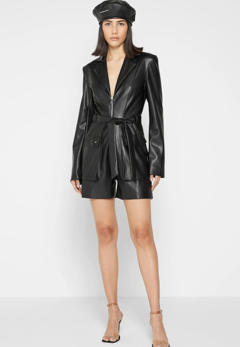Vegan Leather Blazer Playsuit