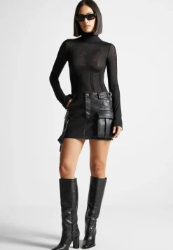 Vegan Leather Cargo Mini Skirt