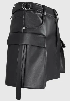 Vegan Leather Cargo Mini Skirt