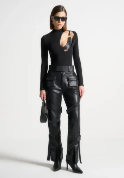 Vegan Leather Carpenter Cargo Trousers