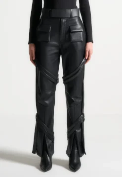 Vegan Leather Carpenter Cargo Trousers