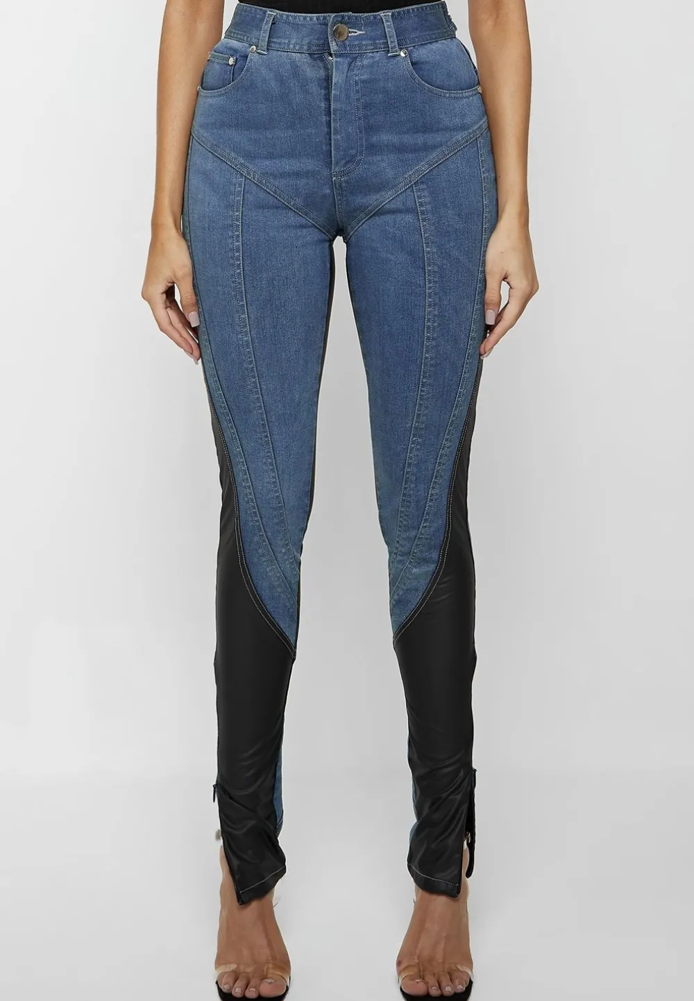 Vegan Leather Contour Skinny Jeans
