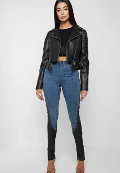 Vegan Leather Contour Skinny Jeans