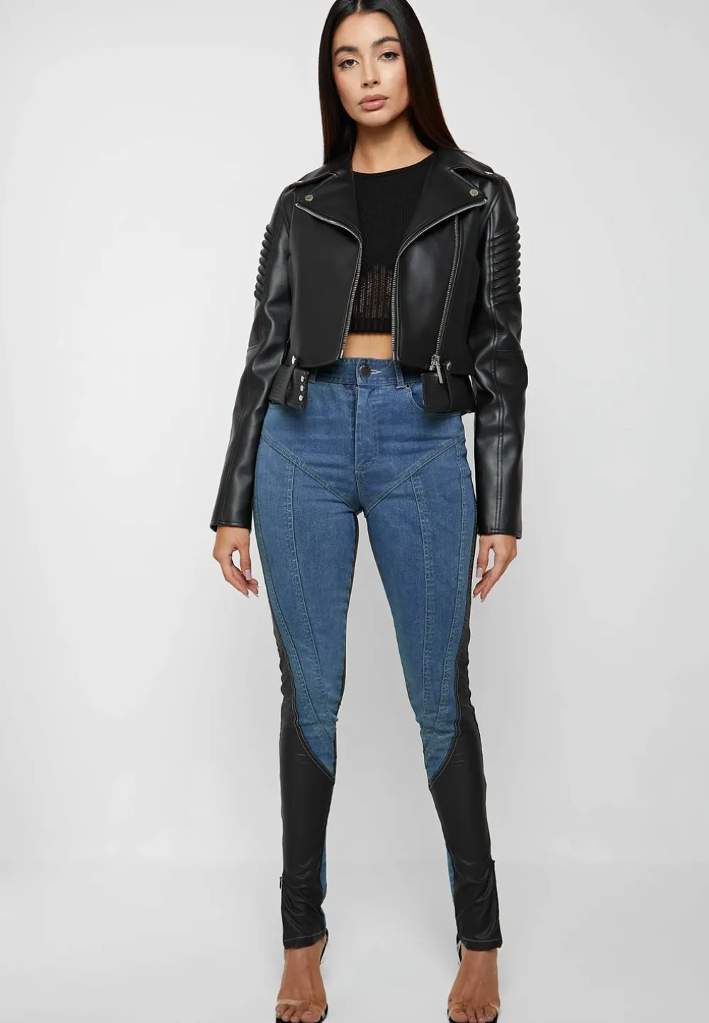 Vegan Leather Contour Skinny Jeans