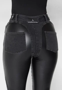 Vegan Leather Contour Skinny Jeans