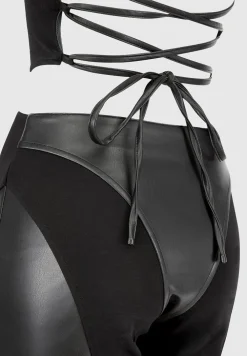 Vegan Leather Corset Lace Up Jumpsuit