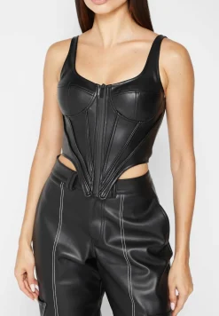 Vegan Leather Corset Top