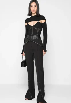 Vegan Leather Corset Zip Trousers