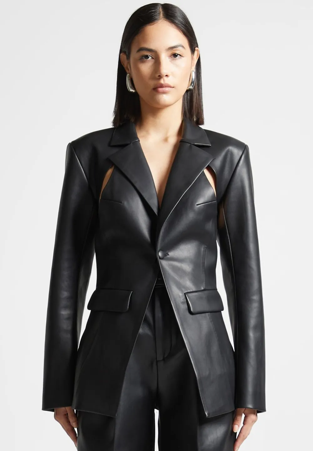Vegan Leather Cut Out Blazer