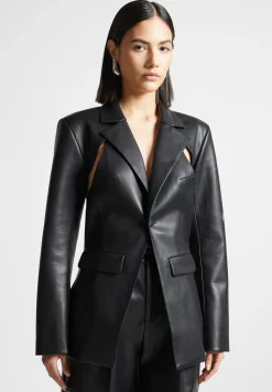 Vegan Leather Cut Out Blazer