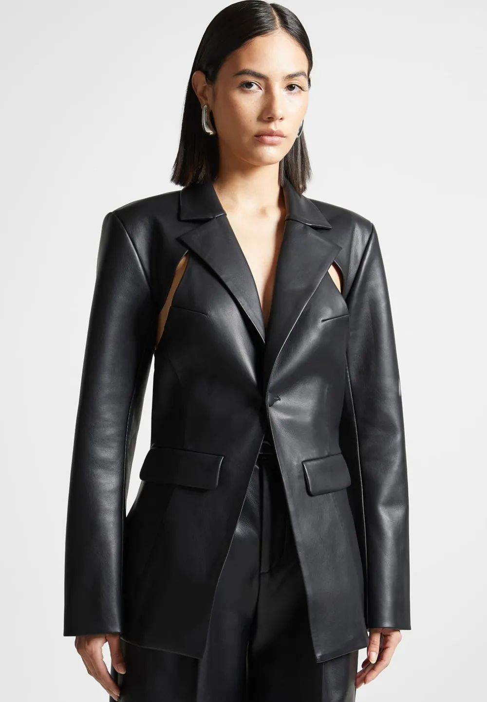 Vegan Leather Cut Out Blazer