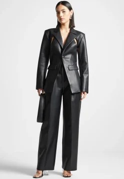 Vegan Leather Cut Out Blazer