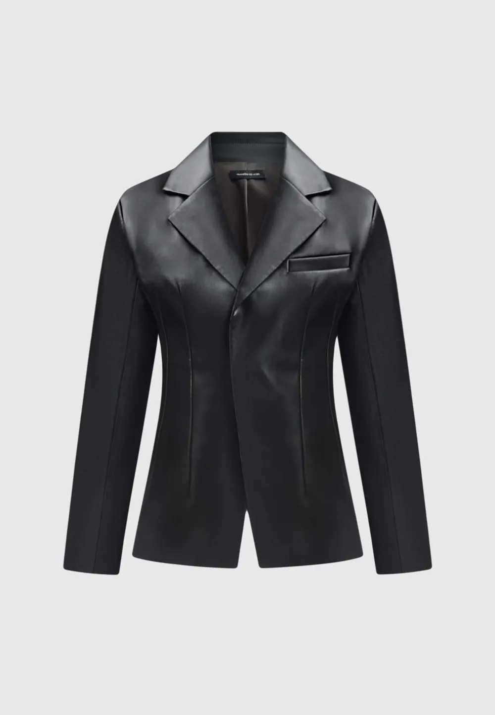 Vegan Leather Double Breasted Blazer