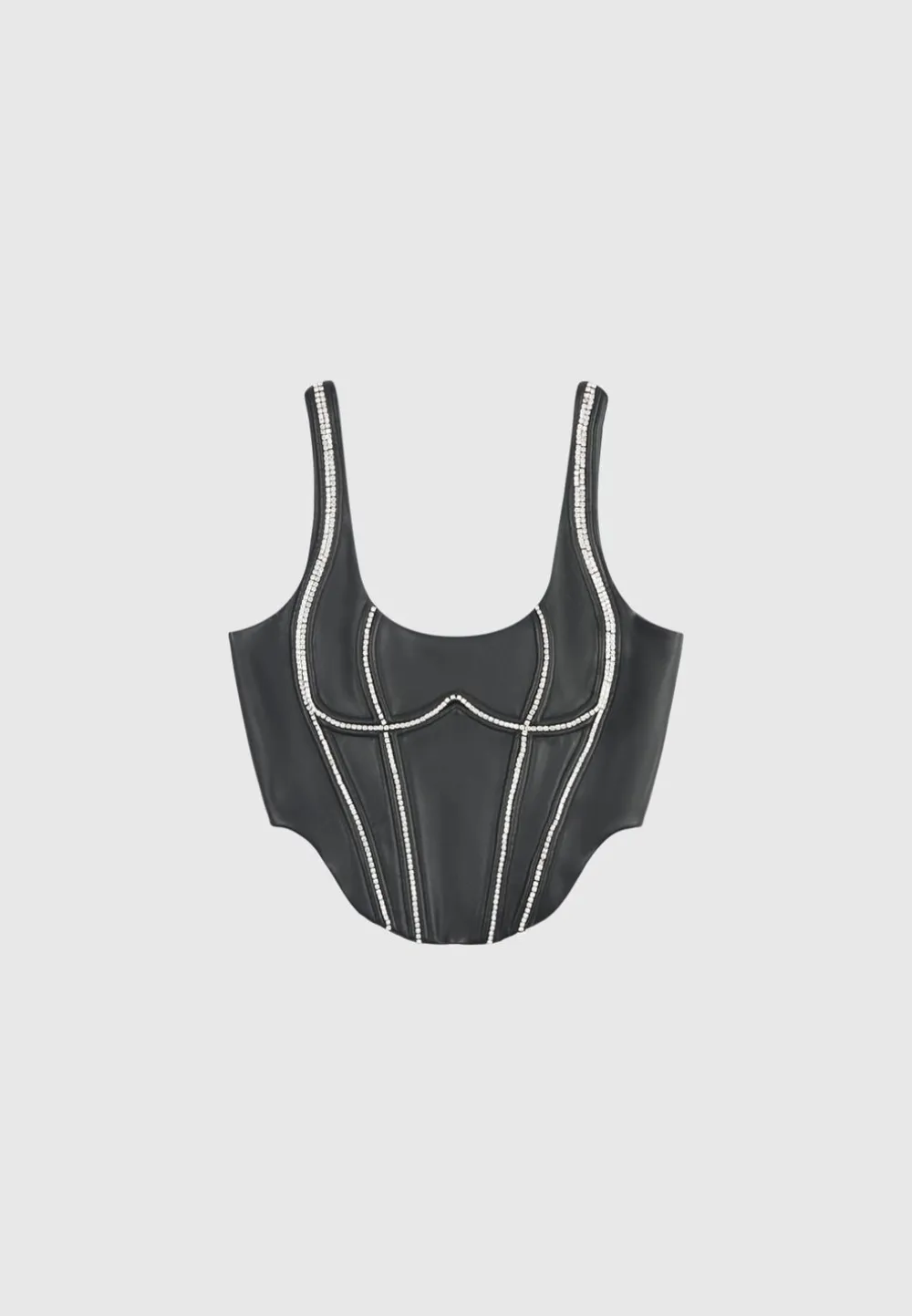 Vegan Leather Embellished Corset Top
