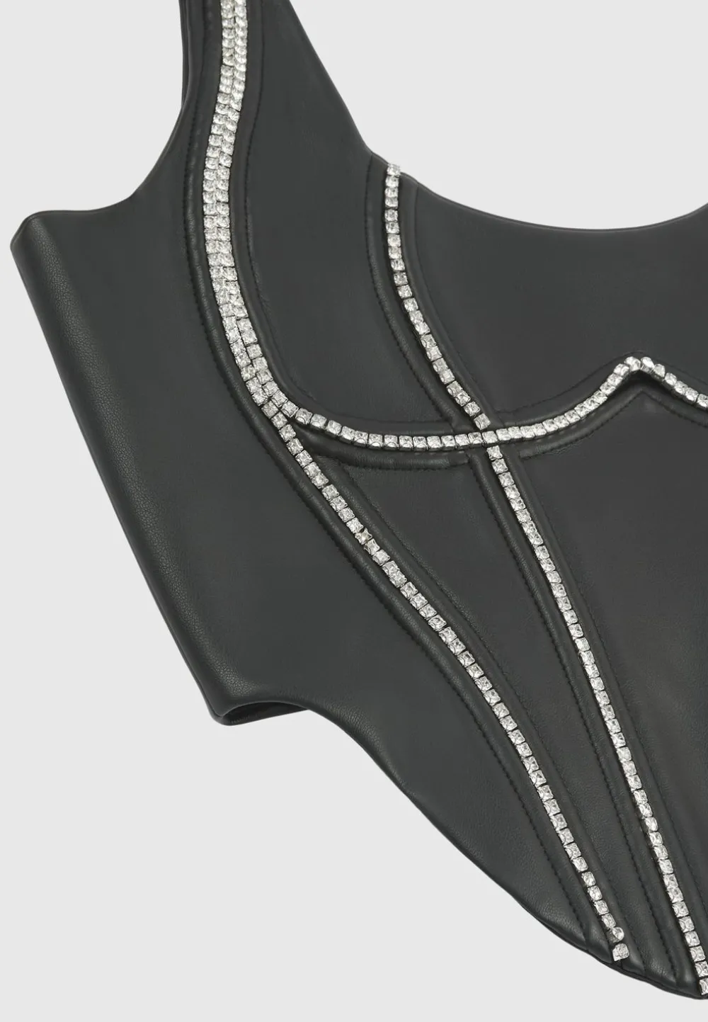 Vegan Leather Embellished Corset Top