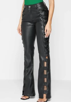 Vegan Leather Lace Up Trousers