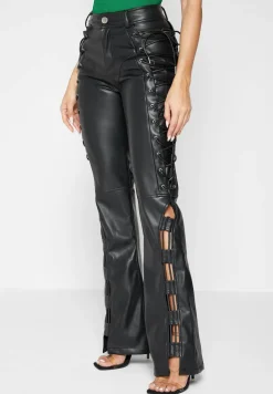 Vegan Leather Lace Up Trousers
