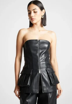 Vegan Leather Longline Bandeau Top