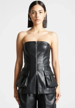Vegan Leather Longline Bandeau Top