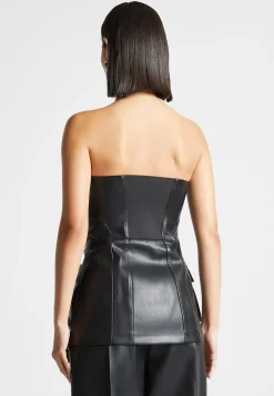 Vegan Leather Longline Bandeau Top
