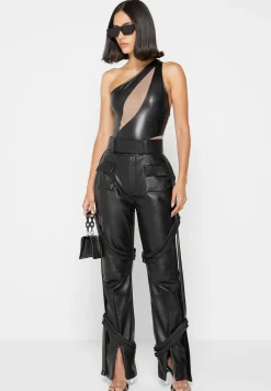 Vegan Leather Mesh Contour Bodysuit