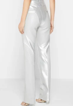 Vegan Leather Metallic Trousers