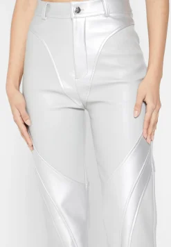 Vegan Leather Metallic Trousers
