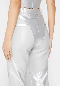 Vegan Leather Metallic Trousers