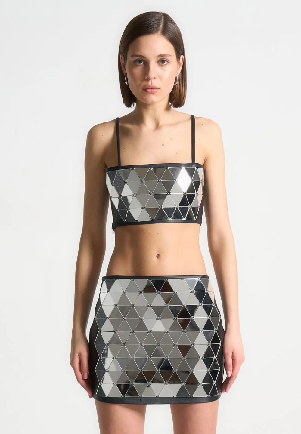 Vegan Leather Mirrored Bandeau Top