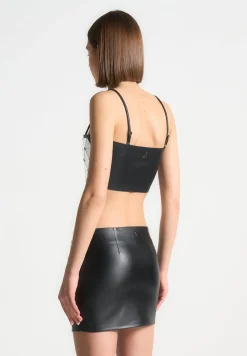 Vegan Leather Mirrored Bandeau Top
