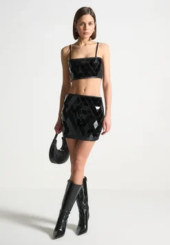 Vegan Leather Mirrored Bandeau Top