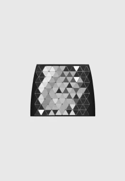 Vegan Leather Mirrored Mini Skirt - Silver/Black