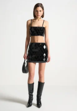 Vegan Leather Mirrored Mini Skirt