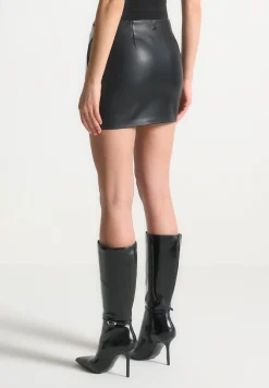 Vegan Leather Mirrored Mini Skirt