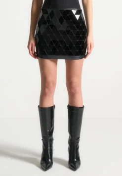 Vegan Leather Mirrored Mini Skirt