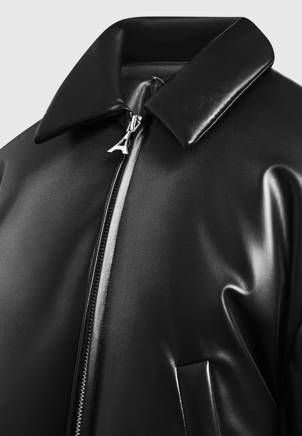 Vegan Leather Padded Bomber Jacket