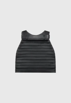 Vegan Leather Pintuck Chain Mini Skirt