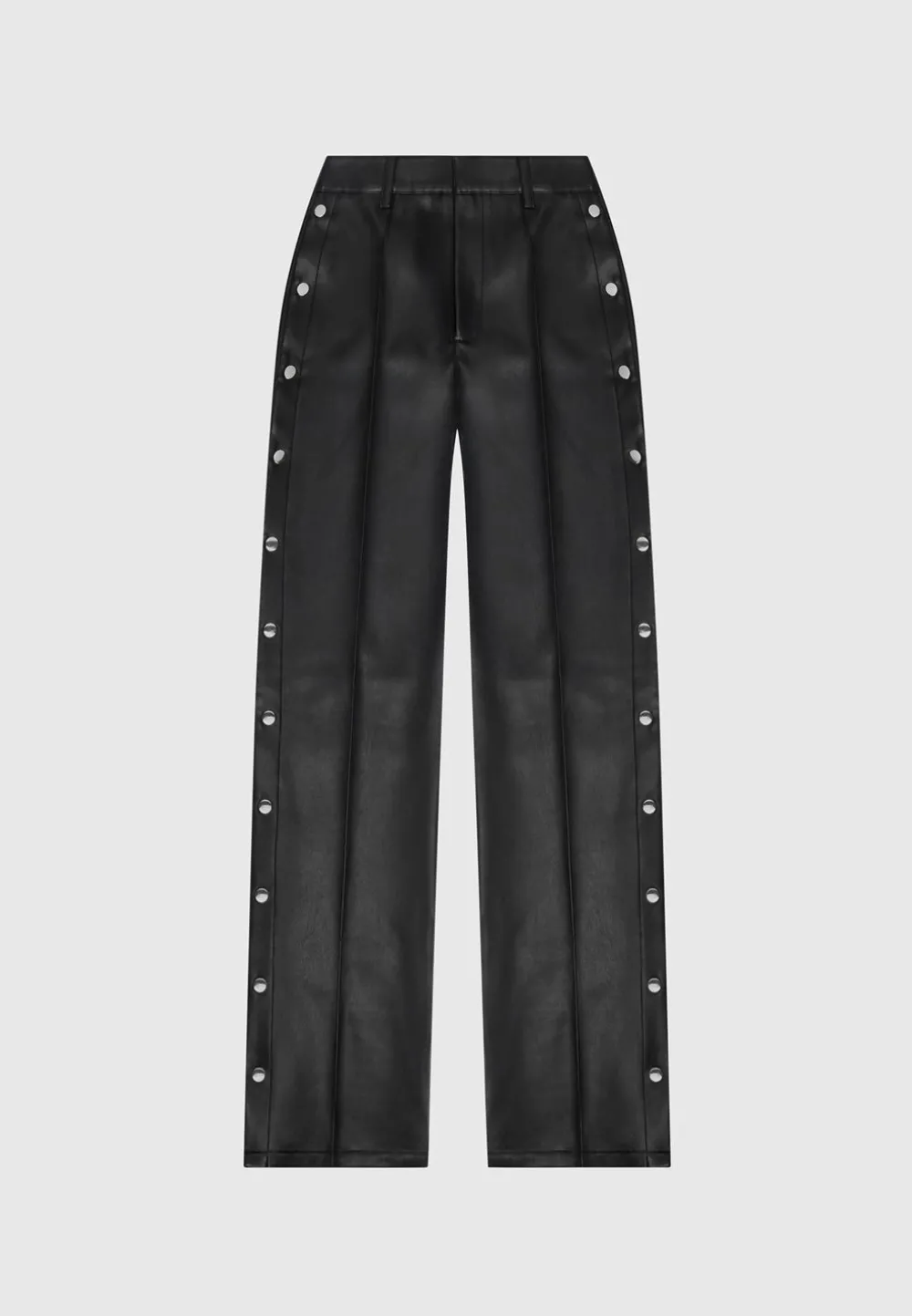 Vegan Leather Pintuck Popper Trousers