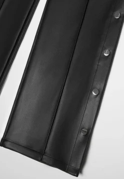 Vegan Leather Pintuck Popper Trousers