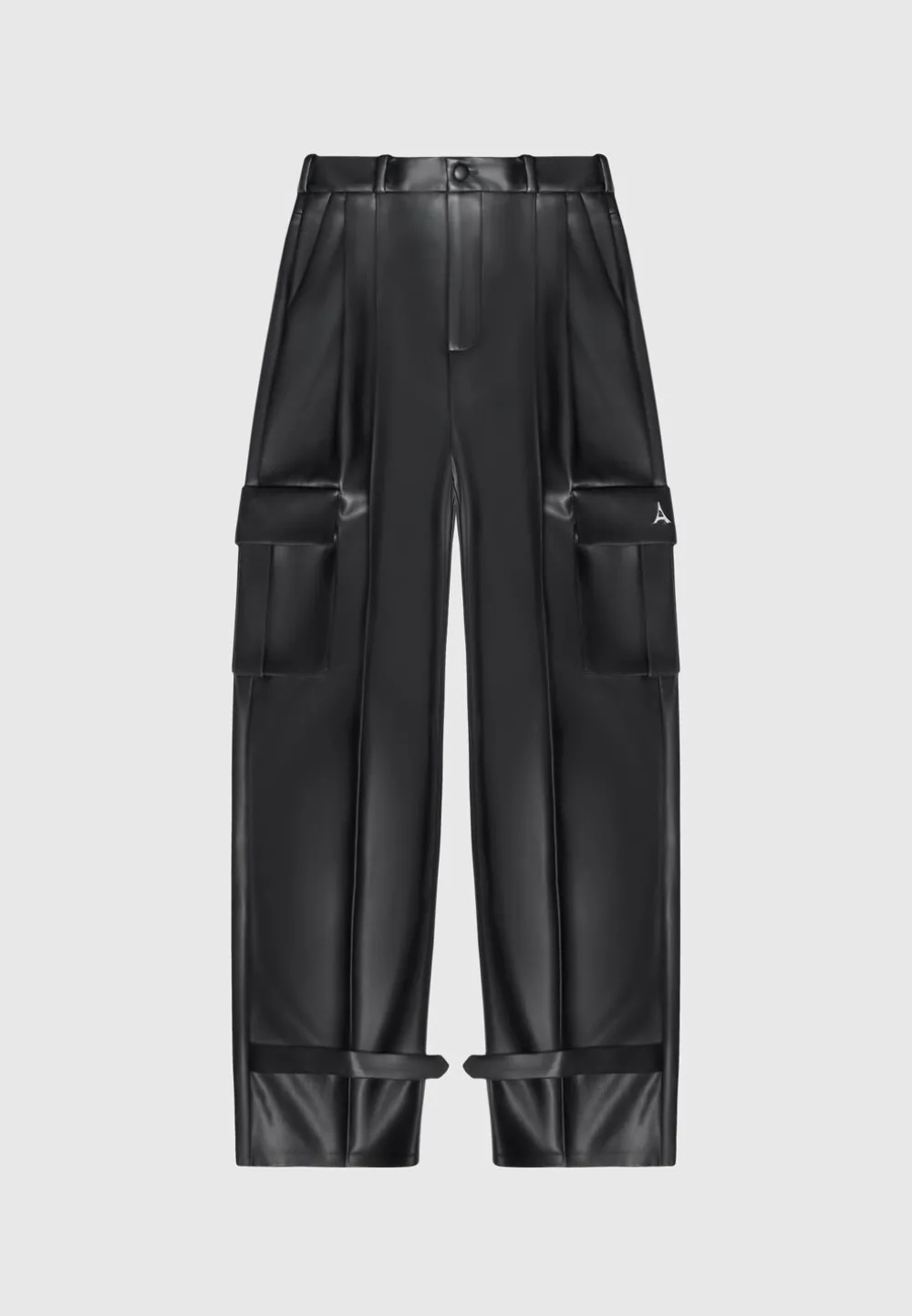 Vegan Leather Pleated Cargo Trousers