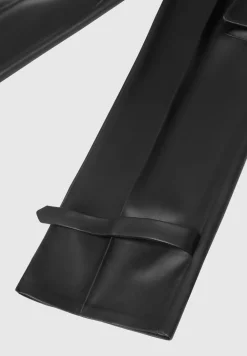 Vegan Leather Pleated Cargo Trousers