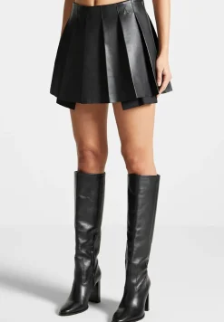 Vegan Leather Pleated Skort