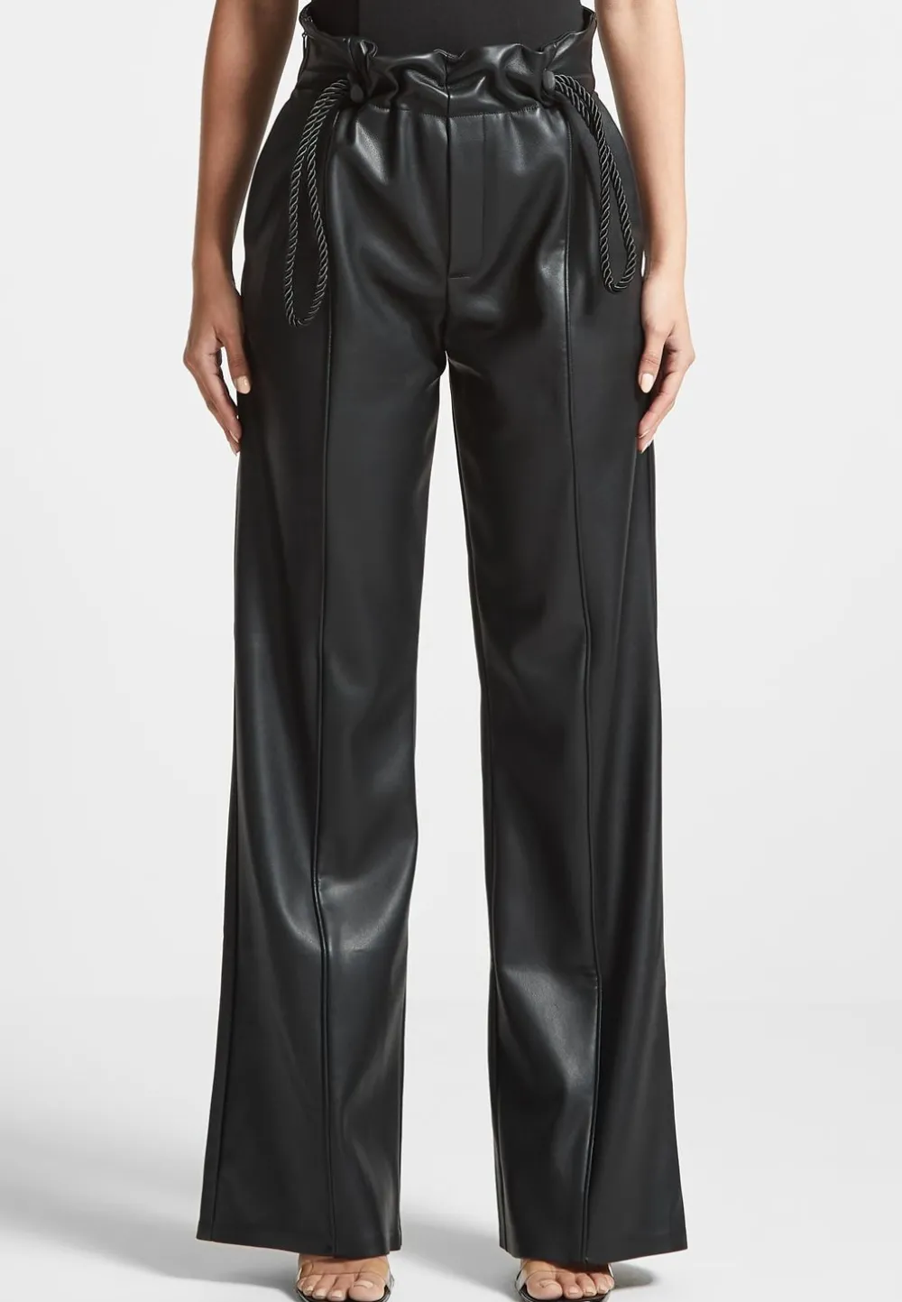 Vegan Leather Rope Tie Trousers