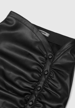 Vegan Leather Ruched Mini Skirt