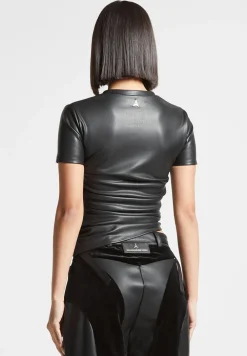 Vegan Leather Ruched T-Shirt