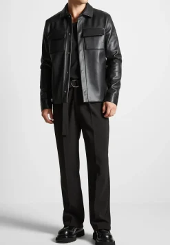 Vegan Leather Shirt Jacket